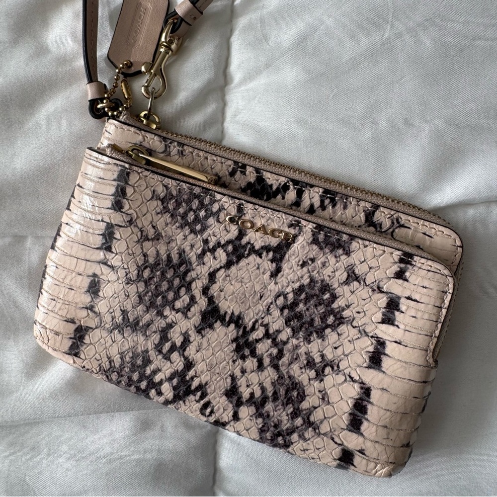 Coach Madison Double Corner Zip Python Wristlet - image 2